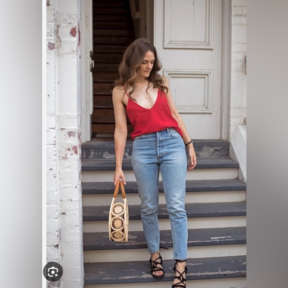 Red orange strappy camisole blouse adjustable straps flowy tank sienna sky - Picture 10 of 10